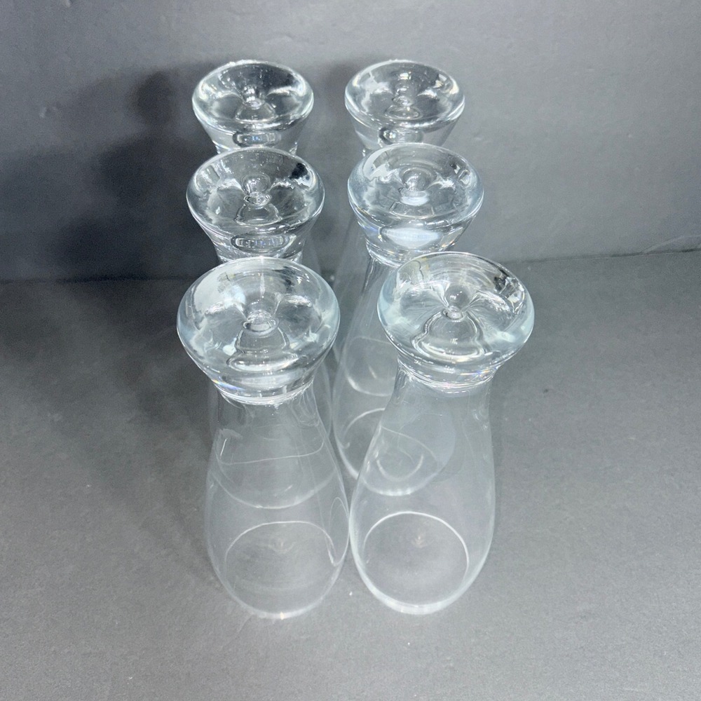 Set of 6 Crate and Barrel Crystal Krosno Bubble Base Pilsner Glasses Poland - Picture 9 of 16